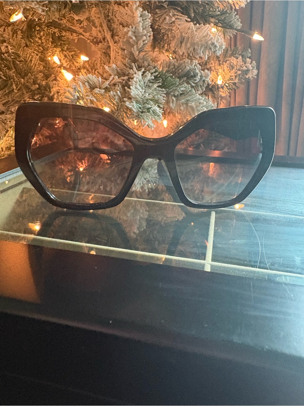 Prada Oversized Cat Eye Sunglasses in Black